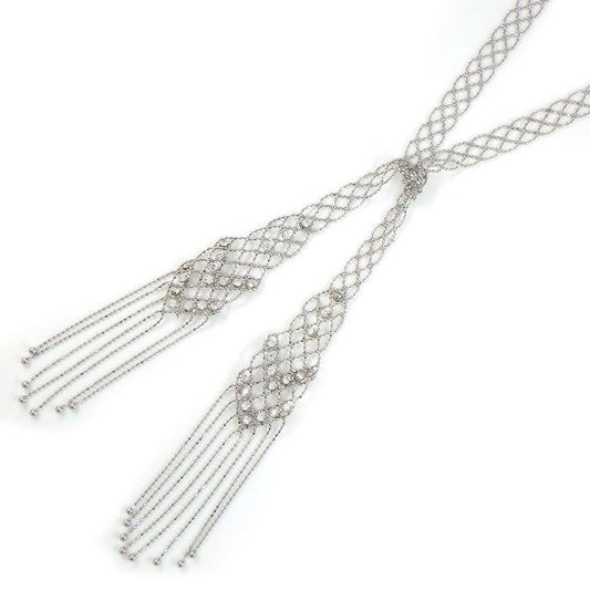 Exquisite Diamond Lariat Necklace in 18K White Gold - 1.46ct