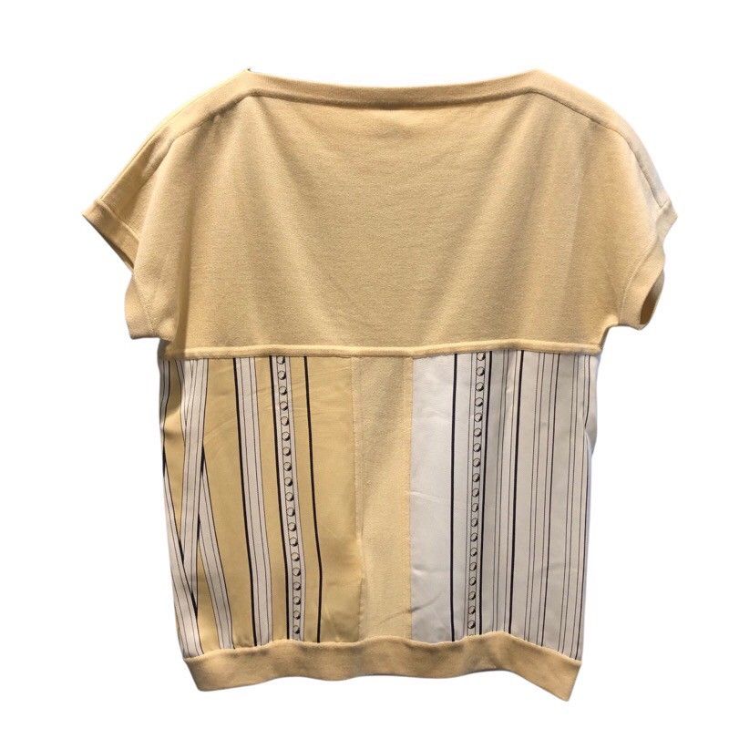 HERMES Ivory Silk Twill Rêve Short Sleeve Knit - Size 34