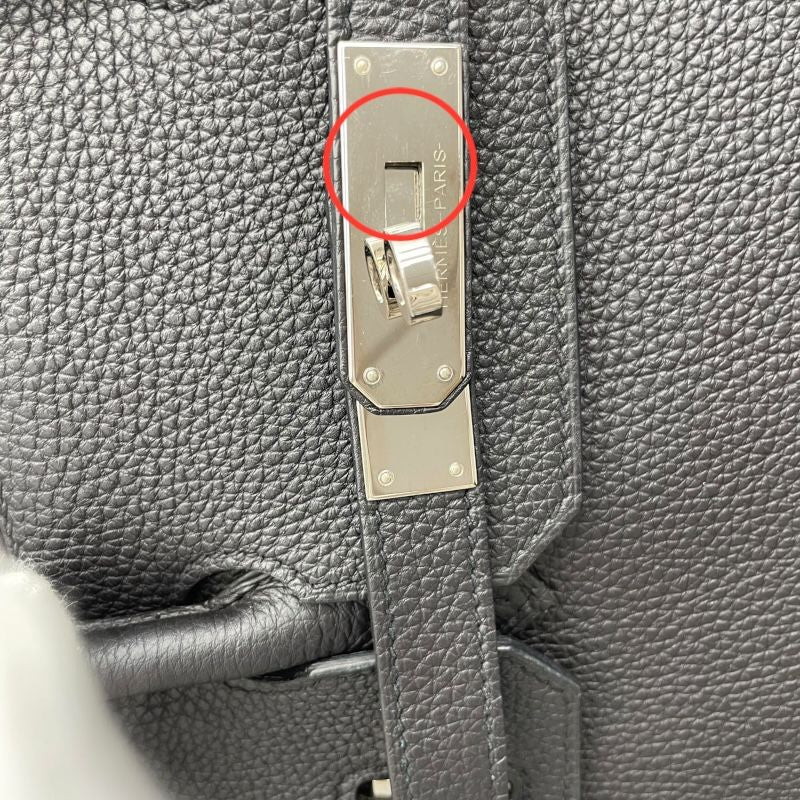 HERMES Birkin 30 Y Stamp Black & Silver Hardware Handbag